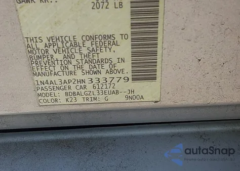 2017 Nissan Altima 2.5 S from USA, damaged, VIN 1N4AL3AP2HN333779